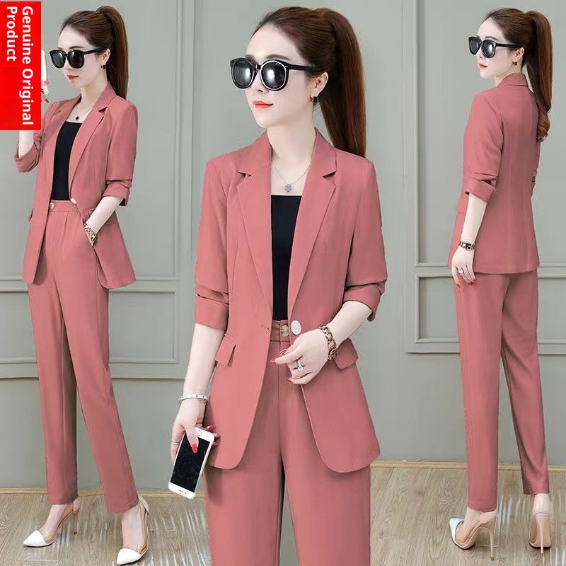 GraceChic 2025 New Long Sleeve Professional Suit Stylish High-end Slim Fit Casual Blazer Spring Autumn Two-piece Set_voghion.com