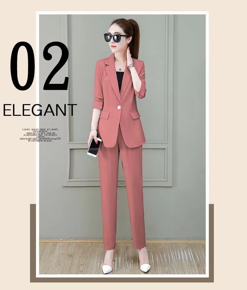 GraceChic 2025 New Long Sleeve Professional Suit Stylish High-end Slim Fit Casual Blazer Spring Autumn Two-piece Set_voghion.com