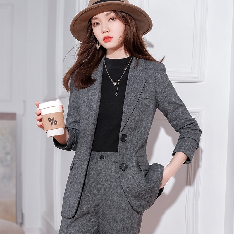 GraceChic High-end Wool Blazer Professional Wear, Elegant Goddess Style, Thickened Plus Size Suit For Work_voghion.com