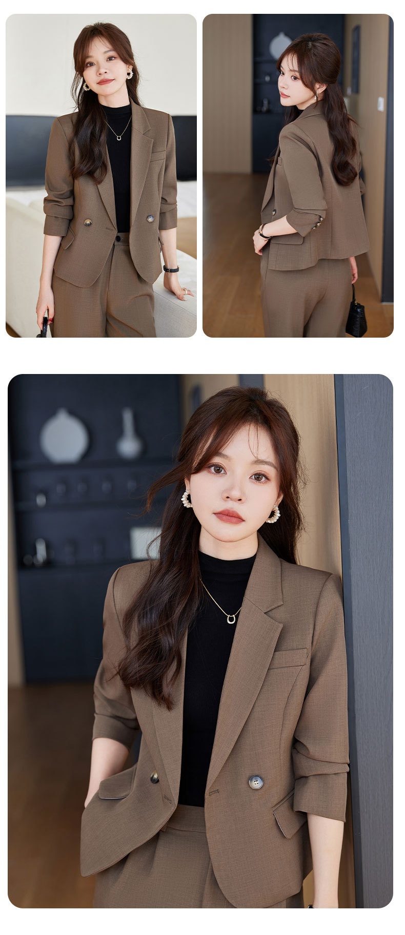 GraceChic Frühjahr/Herbst 2024 Neuer Petite-Short-Anzug für Damen, kleiner Blazer mit weit geschnittener Hose, zweiteiliges Set für den täglichen Weg zur Arbeit_voghion.com