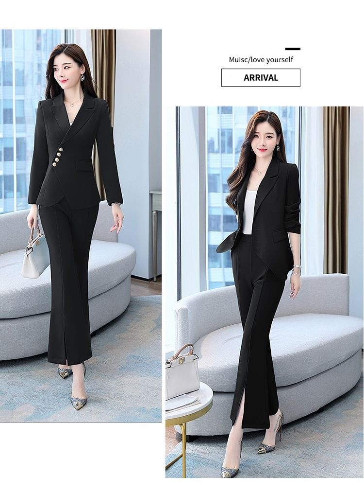 GraceChic 2025 Spring Fashion Suit Elegant Slim Fit Women's Flared Pants Two-Piece Set Trendy Commuting_voghion.com