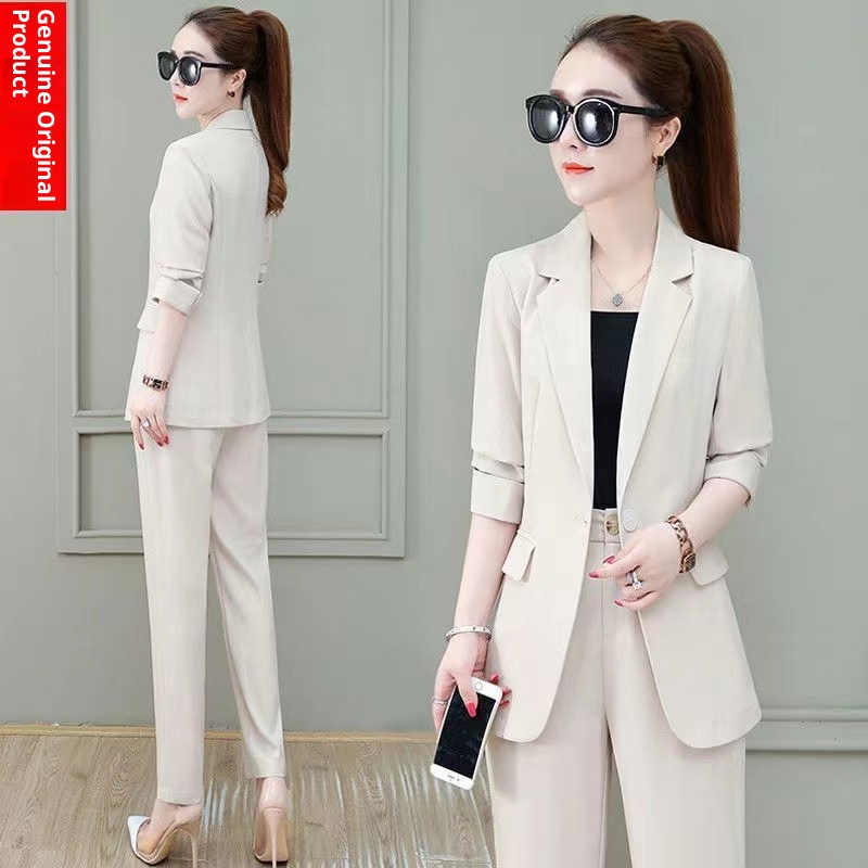 GraceChic 2025 New Long Sleeve Professional Suit Stylish High-end Slim Fit Casual Blazer Spring Autumn Two-piece Set_voghion.com