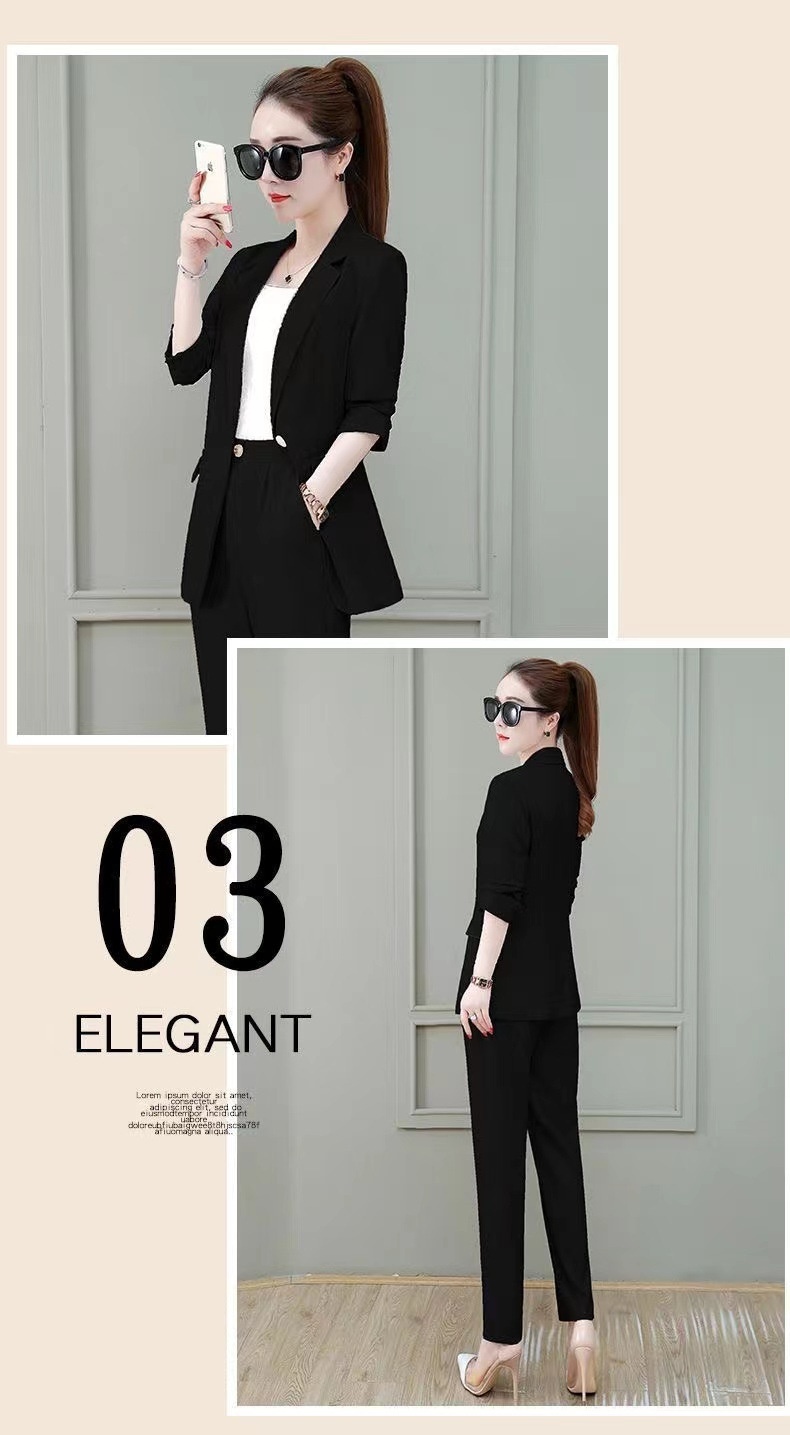 GraceChic 2025 New Long Sleeve Professional Suit Stylish High-end Slim Fit Casual Blazer Spring Autumn Two-piece Set_voghion.com