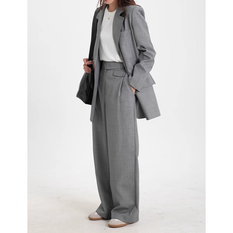 GraceChic Rongtai Thin Casual Draped Trousers Two-Piece Set Spring And Autumn Design Sense Elegant Loose Slimming Suit For Women_voghion.com