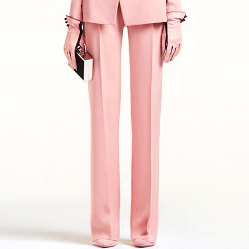 GraceChic Fashion Long Sleeve For Women Socialite White-collar Commuter Interview Workwear Pink Wide-leg Slimming Pants Suit_voghion.com