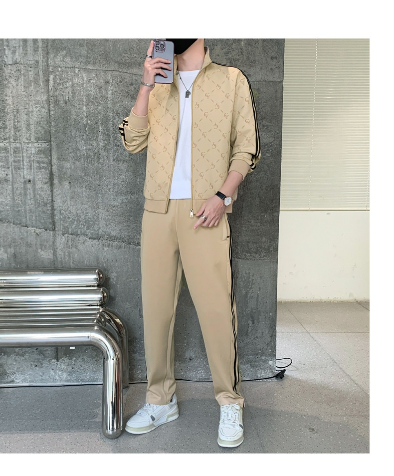 001 Spring And Autumn New Sports Casual Cardigan Sweatshirt Printed Youth Men's Two-Piece Set_voghion.com