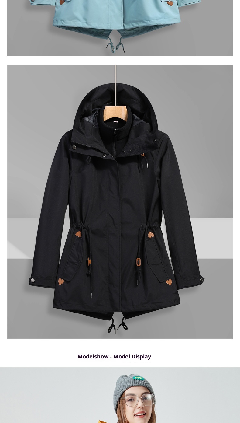 Giacca impermeabile antivento trench di media lunghezza da donna ActiveGo, modello invernale 3 in 1, molto venduta oltre confine_voghion.com