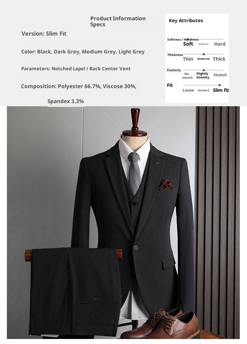 boy Spring New Men's Set Korean Style Slim Fit Fashion Wedding Groomsmen Business Professional Formal Suit_voghion.com