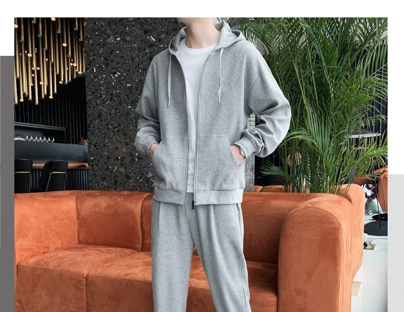 001 Sportlicher Winteranzug, neue Mode, lockerer Kapuzenanzug, dünn, für Herren, Cross-Border-Bekleidung_voghion.com