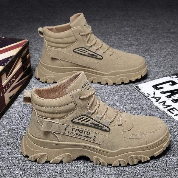 Bottes de randonnée montantes ShoeGlobe Martin Spring pour hommes, imperméables, antidérapantes, pour le travail et la sécurité en extérieur, avec semelle épaisse rehaussante._voghion.com