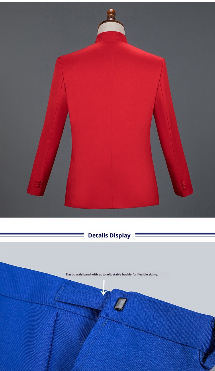 Costume da esibizione per uomo, adulto, con colletto alto e paillettes, cantante, presentatore, coro da palcoscenico, completo formale da uomo_voghion.com