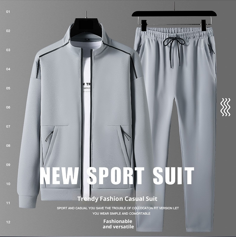 001 Men's Sweashir Spring And Auumn Trendy Plus Size Oversized Sand Collar Cardigan Two-Piece Spors Casual Ouerwear_voghion.com