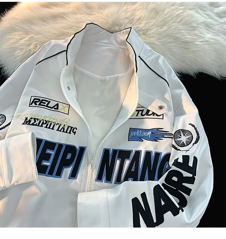 QFV507045555501<2 Veste bomber rétro américaine tendance en cuir PU pour homme, style baseball, printemps-automne._voghion.com