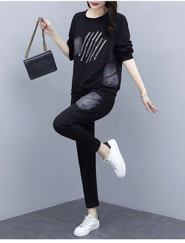 001 2025 Autumn New Large Size Loose Printed Set For Women Korean Style Casual Sportswear Two-Piece Trendy Export_voghion.com