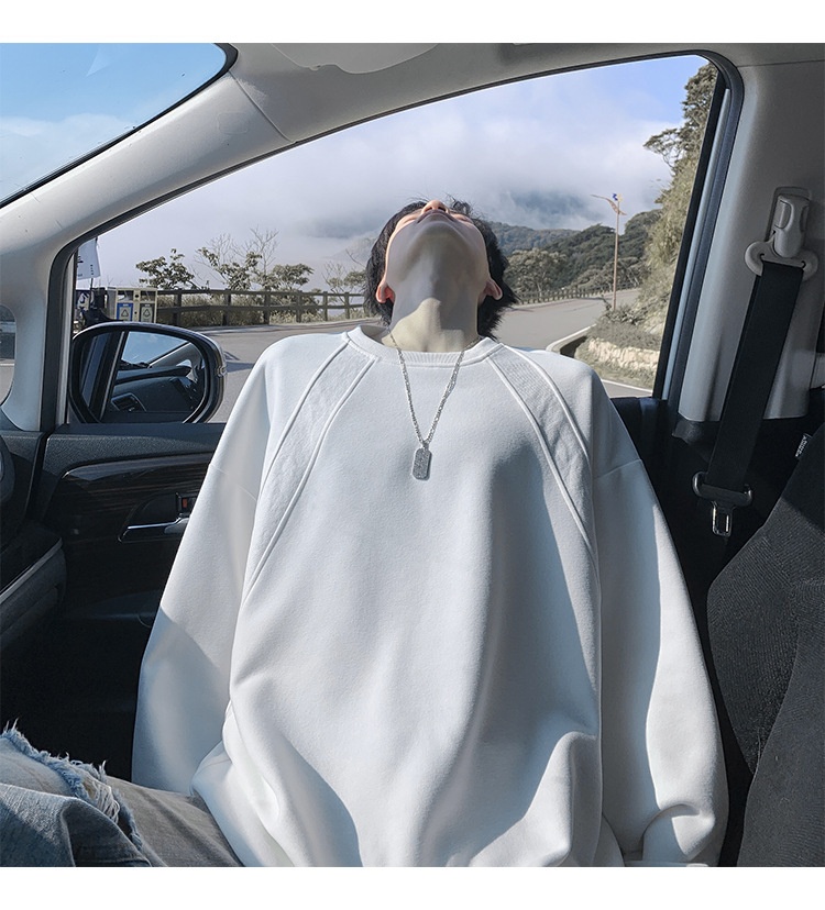 Sweat-shirt ample et épais pour homme, style américain, col rond, coupe classique tendance, idéal pour le printemps et l'automne._voghion.com