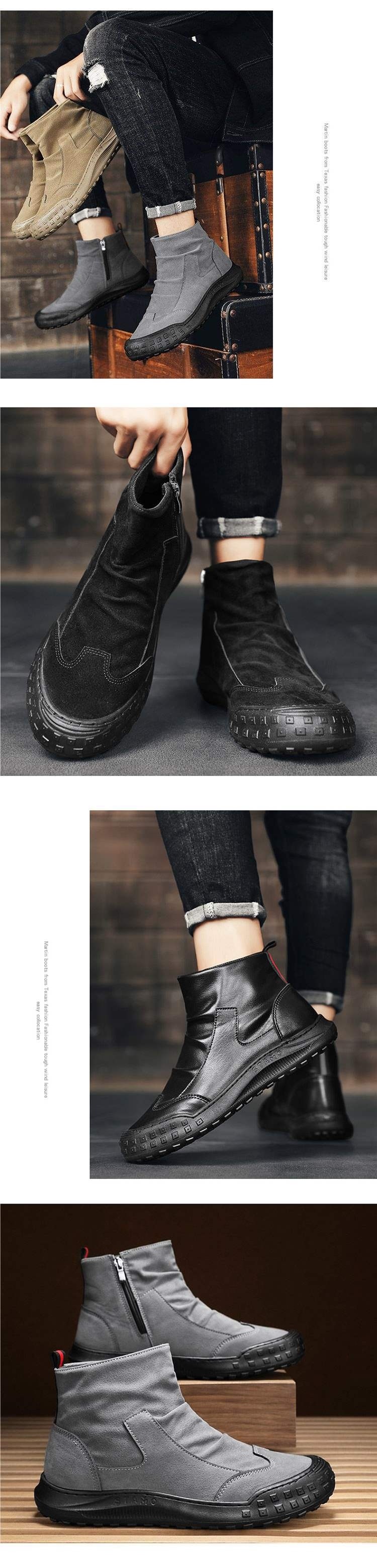 ShoeGlobe ShoeGlobe Automne 2025 Nouveauté Chaussures de travail pour hommes, résistantes à l'usure, antidérapantes, montantes, imperméables, idéales pour le sport et la randonnée_voghion.com