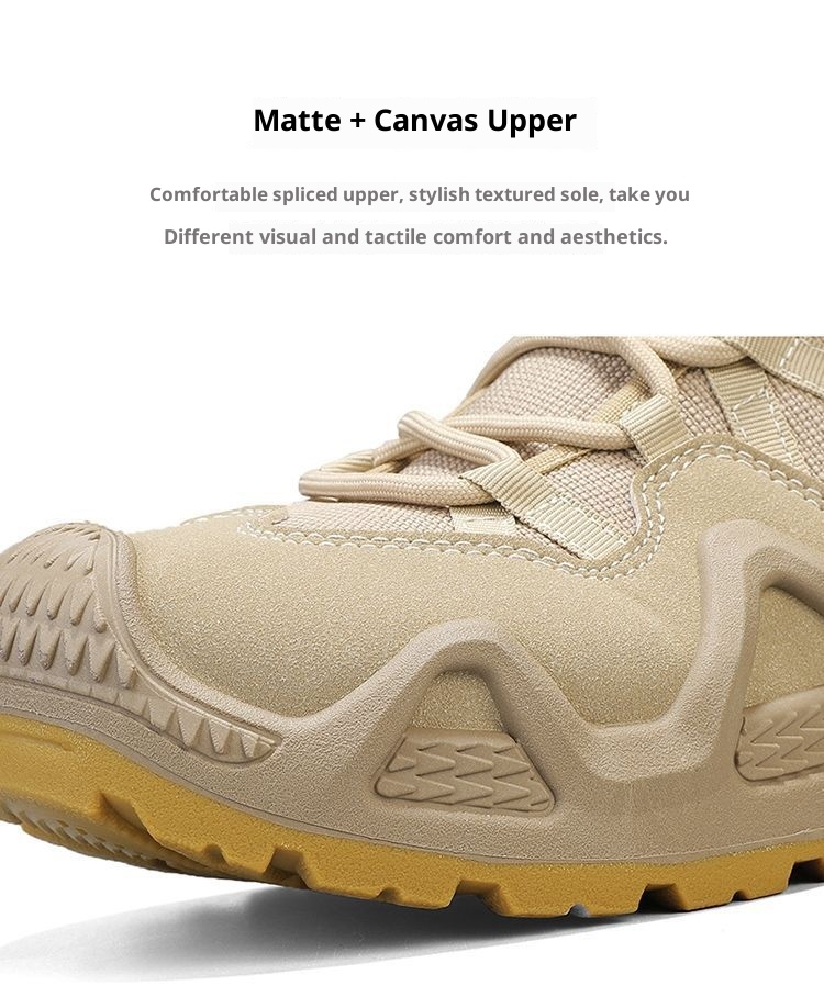 ShoeGlobe Outdoor Mid-Top Waterproof Hiking Sports Versatile Men's Combat Desert Boots Breathable Non-Slip Wear-Resistant_voghion.com