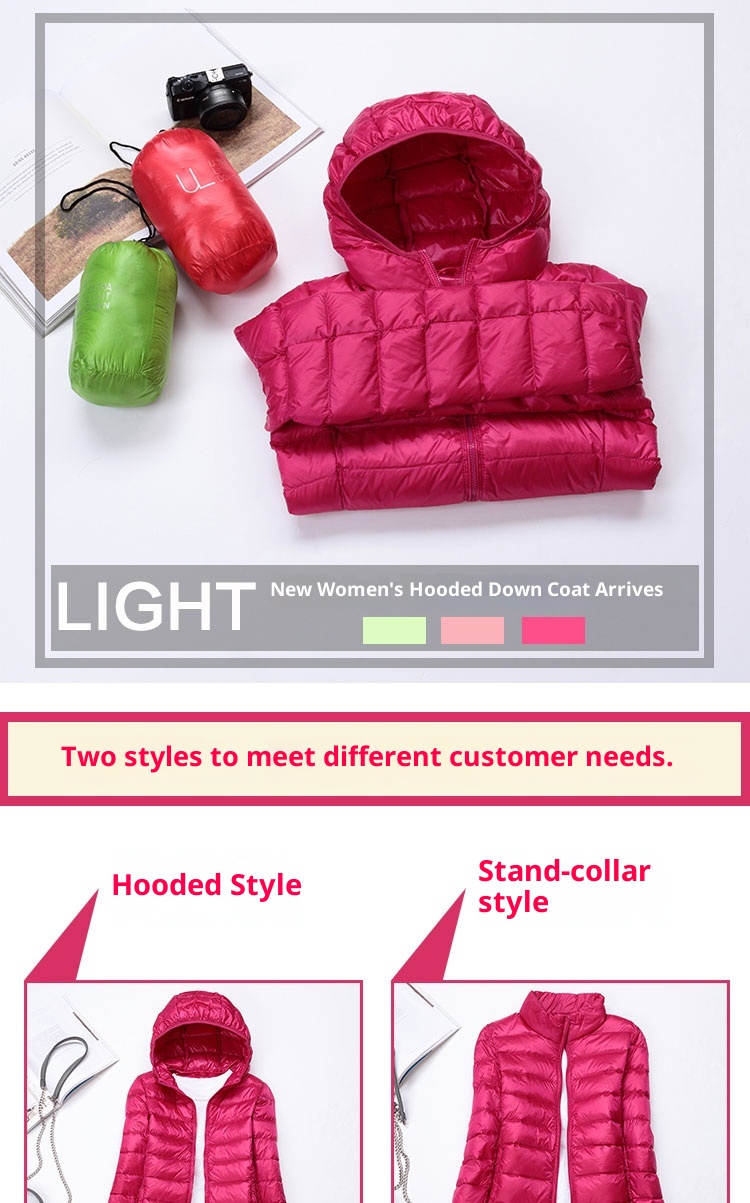 ChicShe Cross-Border Autumn Winter New Ultra-Light Women Hooded Down Jacket Women's Slim Plus Size Lightweight Coat Trendy_voghion.com
