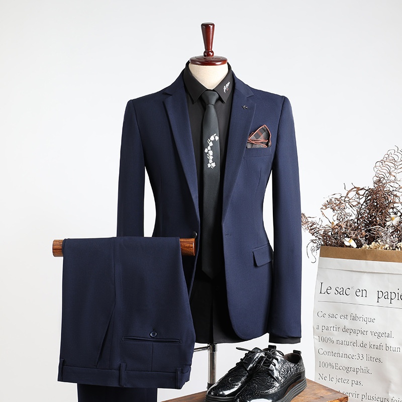 boy Spring New Men's Set Korean Style Slim Fit Fashion Wedding Groomsmen Business Professional Formal Suit_voghion.com