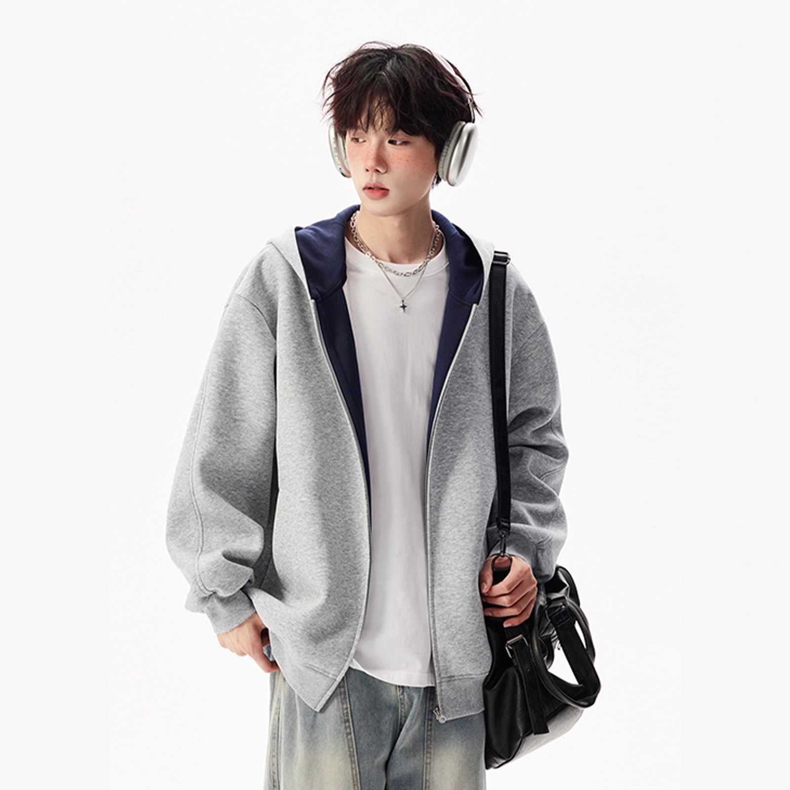 boy Boy American Style Casual Sweatshirt For Men And Women, Autumn New Trendy Loose Fit Versatile Color-Block Couple Hooded_voghion.com