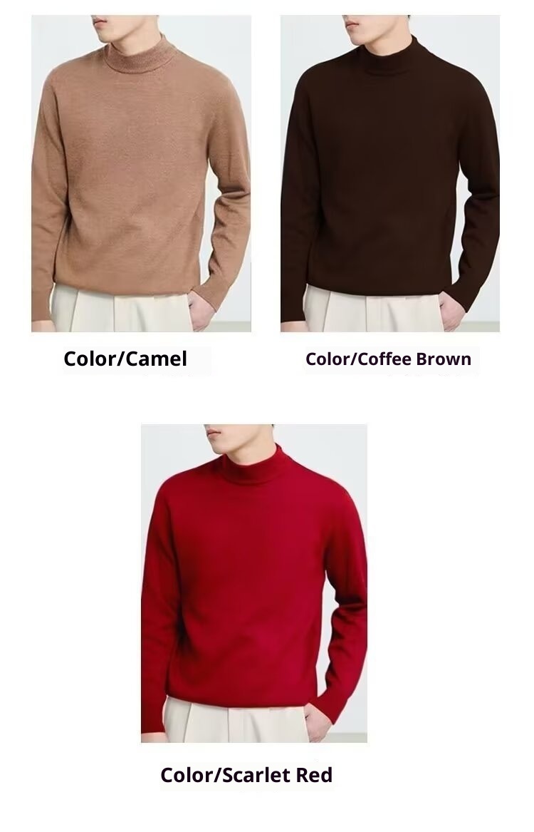 1 maglione a collo alto da uomo autunno inverno, vestibilità ampia, versatile, foderato in pile, spesso, bianco, da uomo, lavorato a maglia, con scollo medio_voghion.com