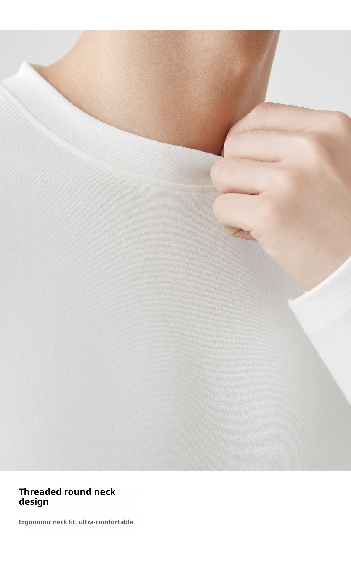 Herren-Langarmshirt aus 310 g gekämmter, hautfreundlicher, weißer, dicker Baumwolle (Frühling/Herbst 2025), einfarbig_voghion.com