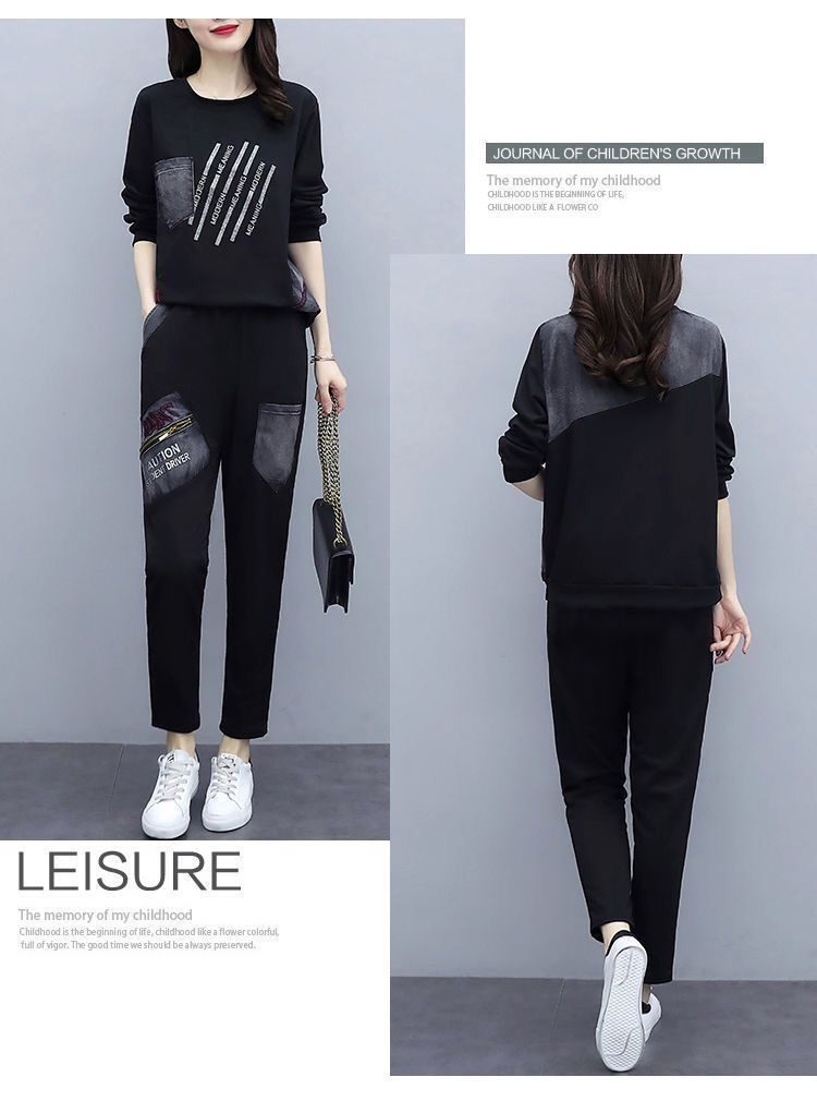 001 2025 Autumn New Large Size Loose Printed Set For Women Korean Style Casual Sportswear Two-Piece Trendy Export_voghion.com