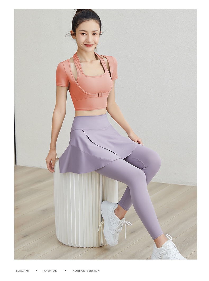 ActiveGo ActiveGo Yoga Peach Hip High Waist Elastic Tummy Control Running Fitness Covering Flaws Ruffled Outdoor Sports Dance Skirt Pants_voghion.com