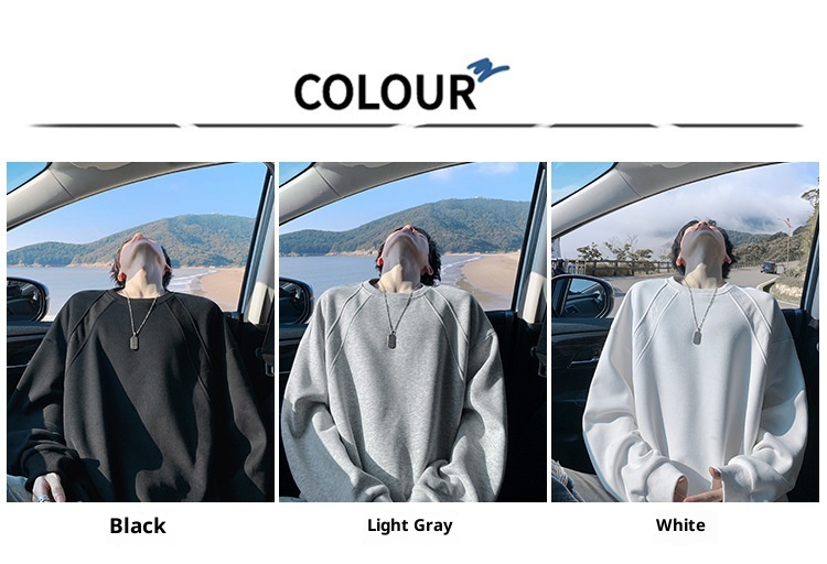 Sweat-shirt ample et épais pour homme, style américain, col rond, coupe classique tendance, idéal pour le printemps et l'automne._voghion.com