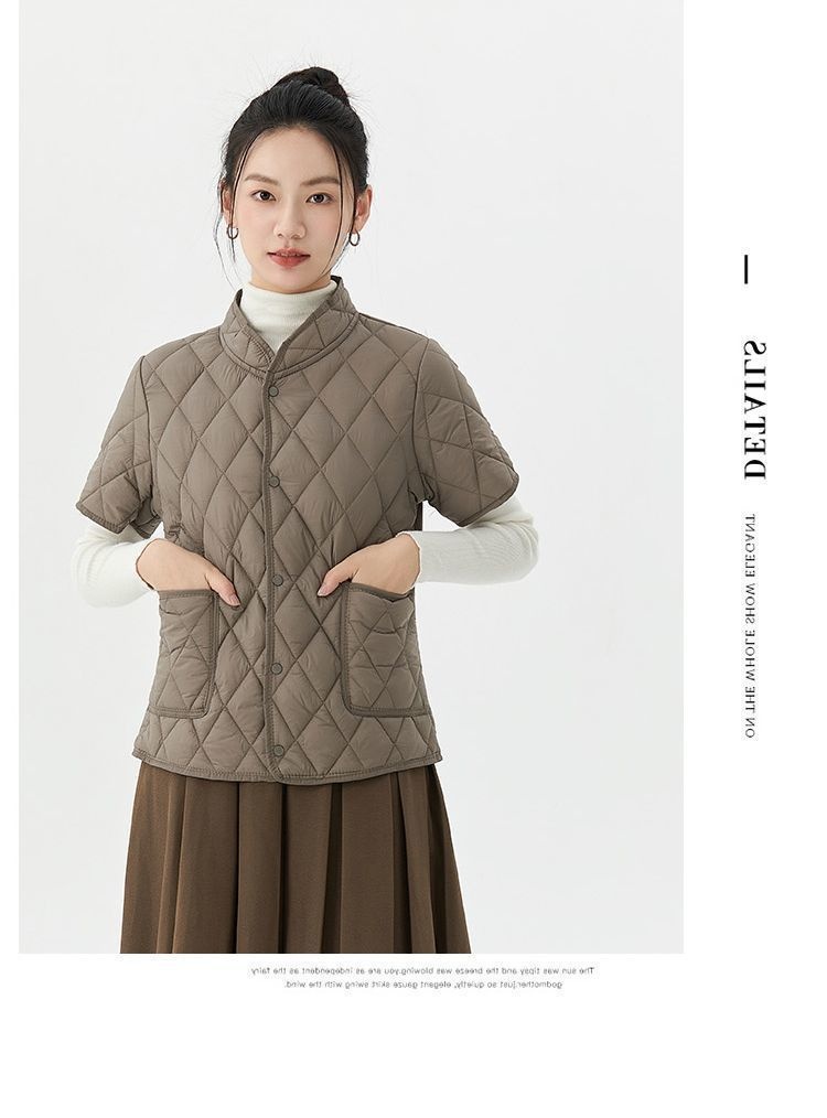 ChicShe Women's Short Jacket Lightweight Coat Autumn Winter Warm Clothing Mid-Sleeve Base Layer Down Cotton Liner Inner Wear_voghion.com