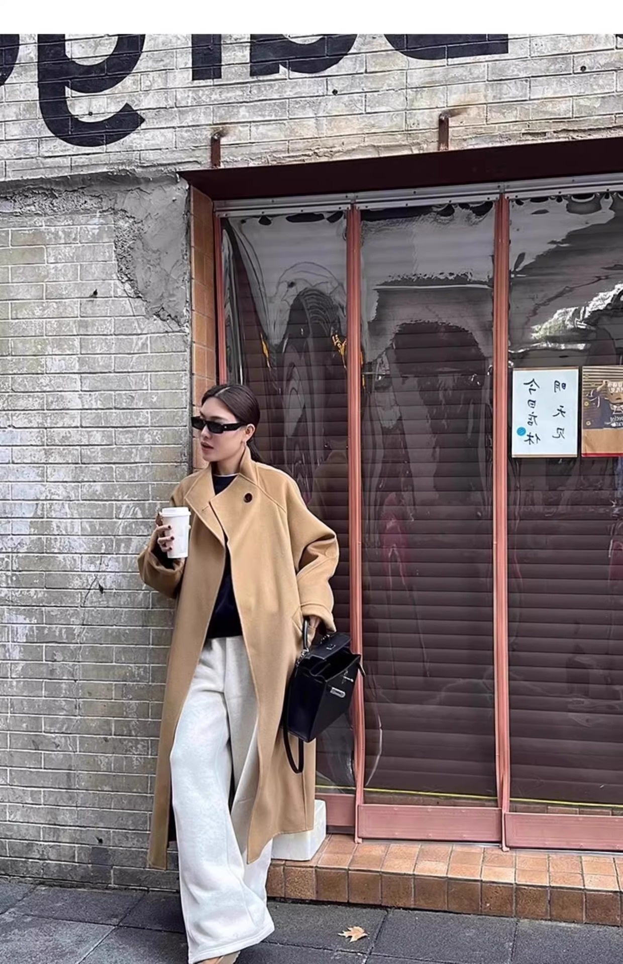 001 Casual sportpak voor dames, herfst/winter 2024 Nieuwe losse korte jas en wijde pijpen tweedelig set, rechte pijpen_voghion.com