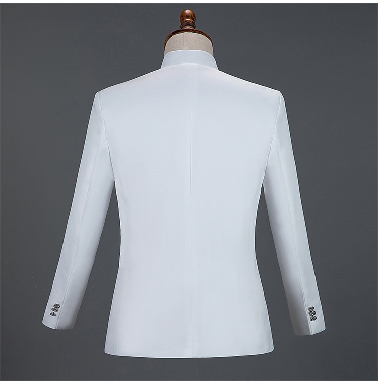 Costume da esibizione per uomo, adulto, con colletto alto e paillettes, cantante, presentatore, coro da palcoscenico, completo formale da uomo_voghion.com