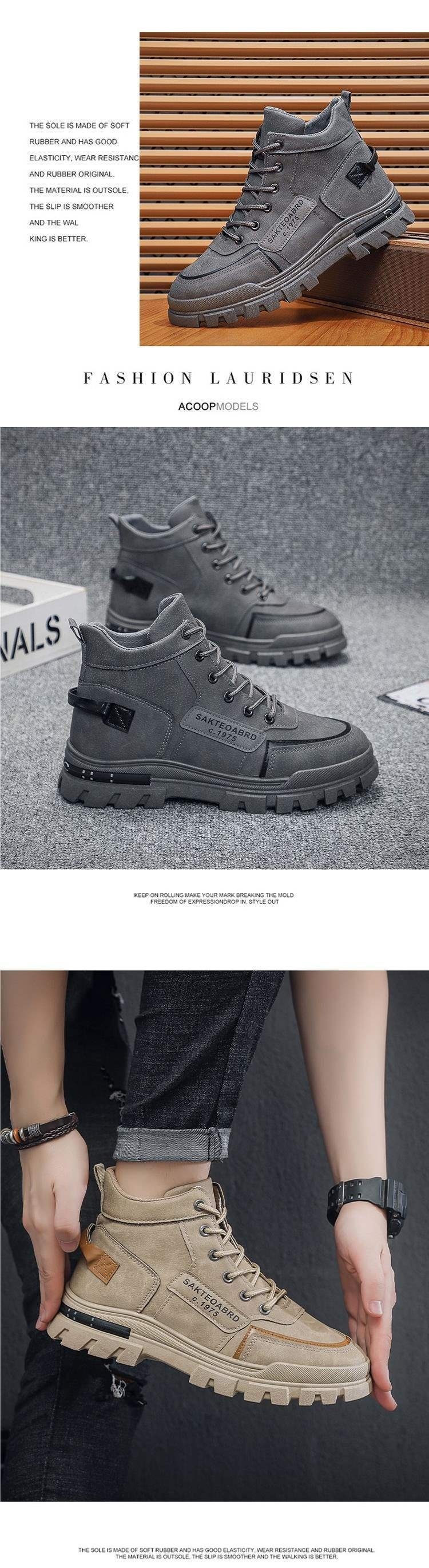 Chaussures de sécurité imperméables et résistantes à l'usure ShoeGlobe pour hommes, automne-hiver, style Dongdi, idéales pour la randonnée, le sport et le travail en extérieur (type Martin Boots)._voghion.com