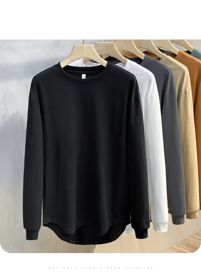 Maglietta a maniche lunghe da ragazzo, ampia, tinta unita, stile giapponese, girocollo, da uomo, taglie forti, in cotone_voghion.com