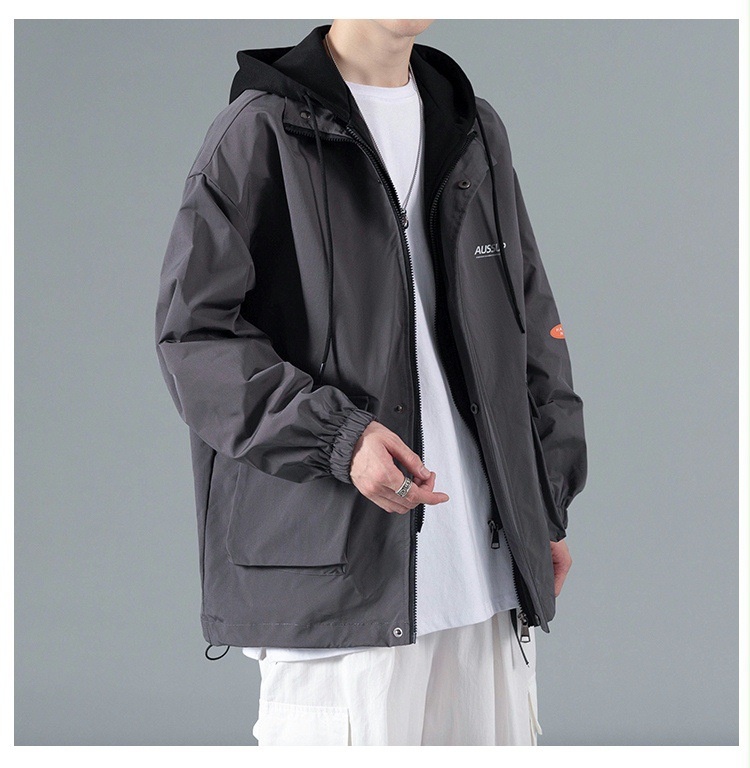 001 Herbstlicher zweiteiliger Herren-Windbreaker, lässiger Sportanzug mit lockerer Passform_voghion.com