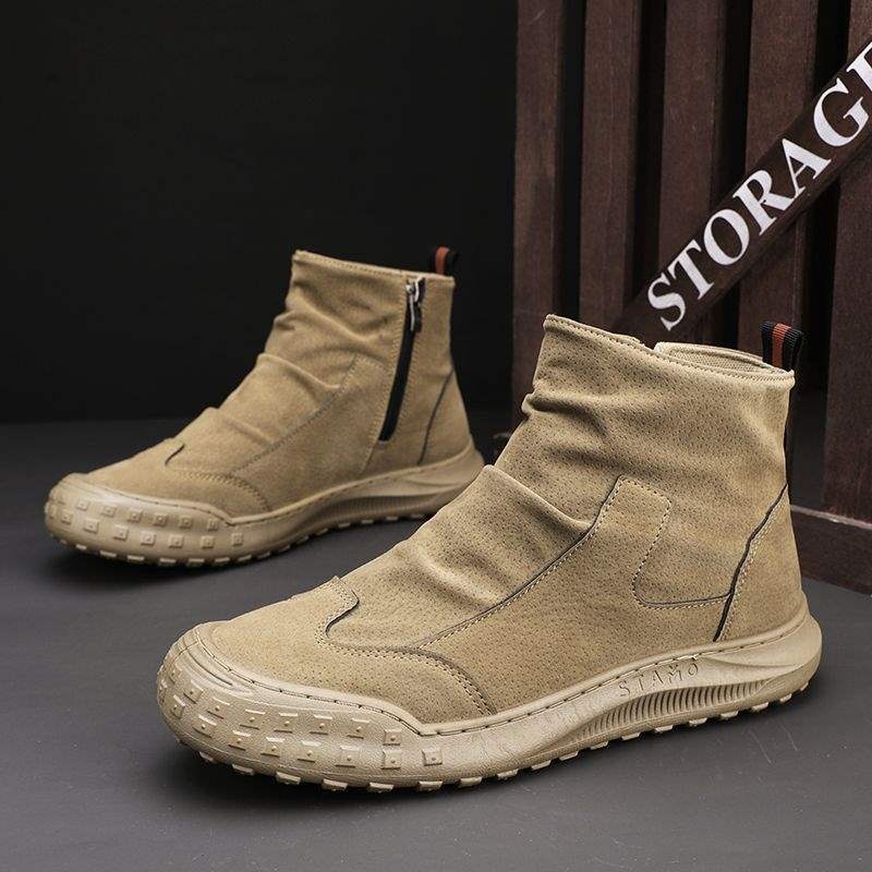 ShoeGlobe ShoeGlobe Automne 2025 Nouveauté Chaussures de travail pour hommes, résistantes à l'usure, antidérapantes, montantes, imperméables, idéales pour le sport et la randonnée_voghion.com