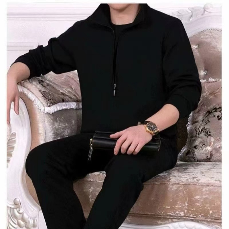 001 Felpa da uomo, tuta da corsa, casual, per giovani, da uomo, da esterno, per autunno e inverno, set da due pezzi per papà di mezza età_voghion.com