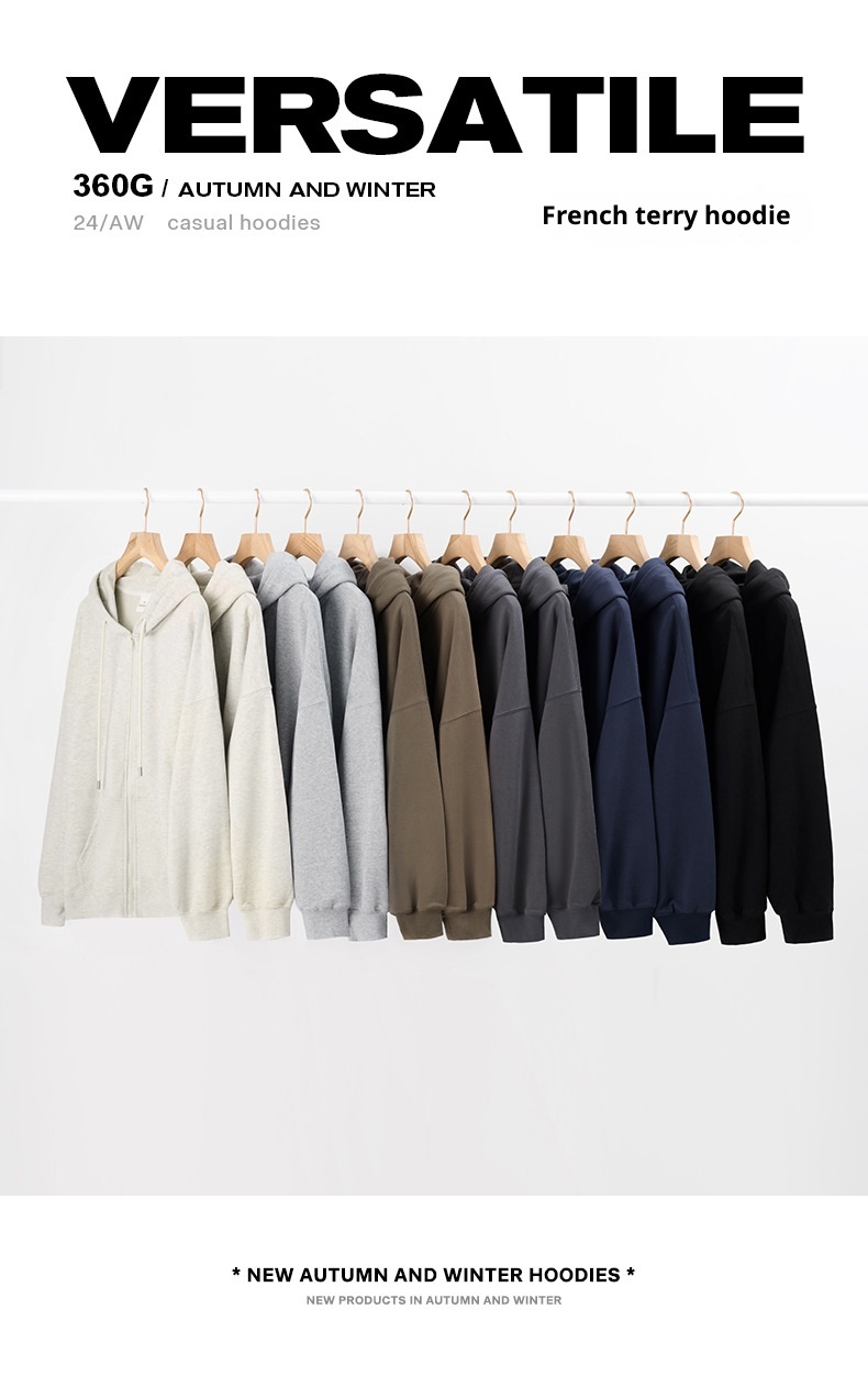 600g męska kurtka kardigan American Heavyweight Silver Fox Fleece, jesień-zima, pogrubiona i podszyta, jednolity kolor,_voghion.com