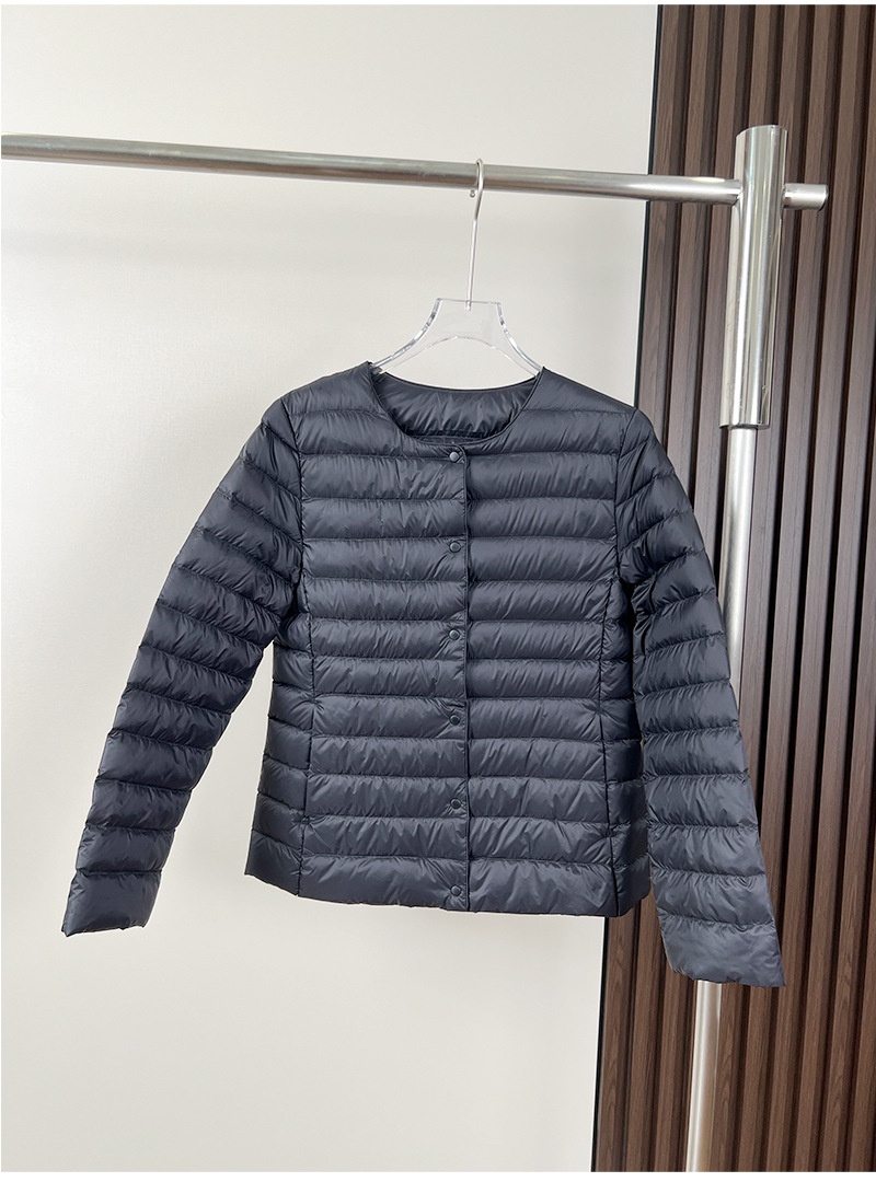 ChicShe Jiaxing Pinghu Down Jacket Short Long Sleeve Thin Collarless V-neck Lightweight Inner Liner Women U Home Same Style Base_voghion.com