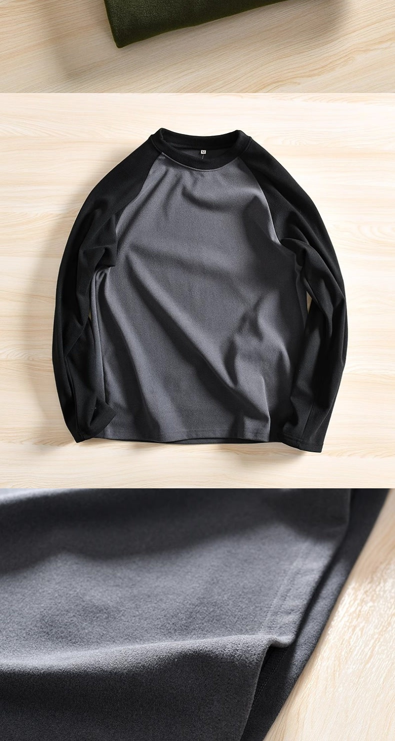 Jungen-Doppelseitiges Thermofleece-Raglan-Langarmshirt für Herren, warmes Patchwork-Farbblock-Shirt für Herbst und Winter_voghion.com