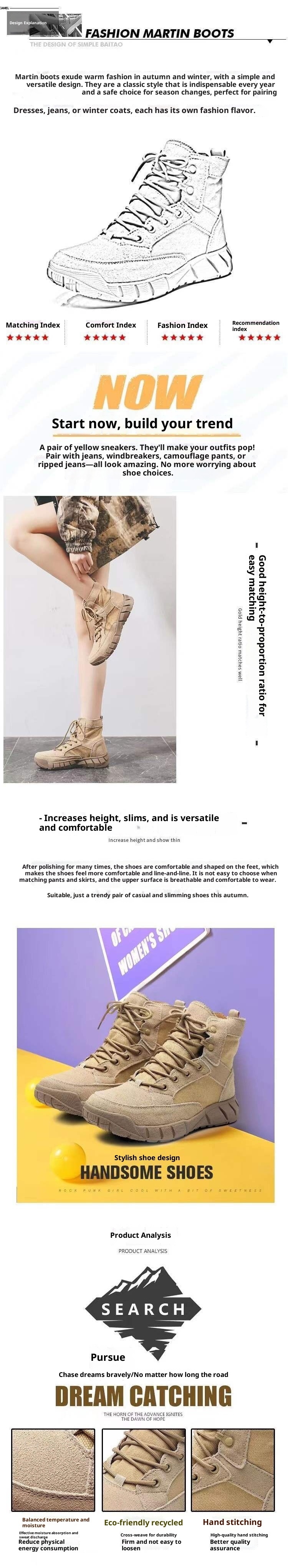 ShoeGlobe ShoeGlobe Original Scarpe da trekking da donna, Scarpe da trekking impermeabili antiscivolo, Scarponi da lavoro nel deserto, Stivali Martin da uomo_voghion.com