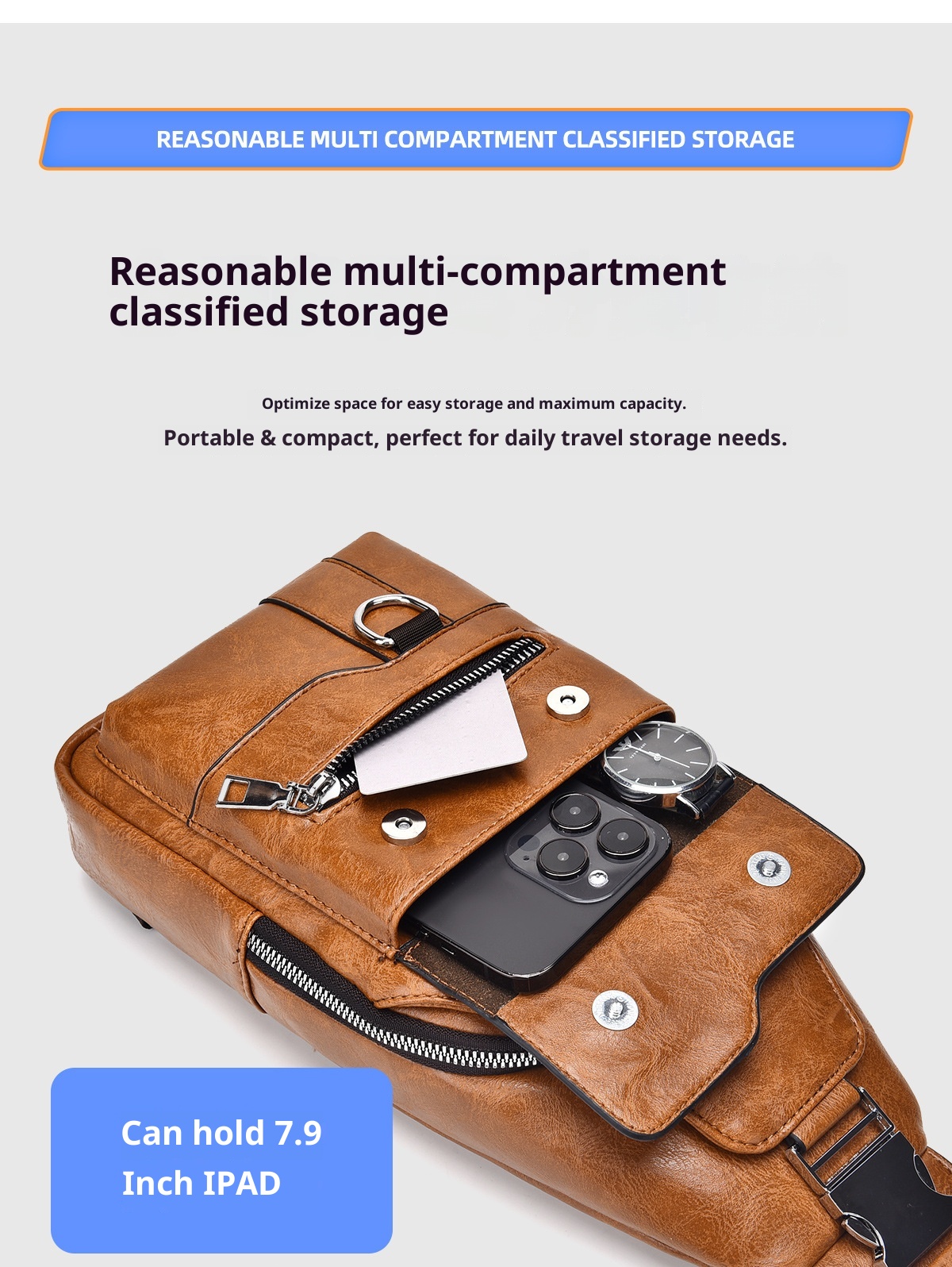 001 Cross-Border Chest Vintage Versatile Shoulder Large Capacity Waterproof Sling Bag, Crossbody For Men, High-End Men's Bag_voghion.com