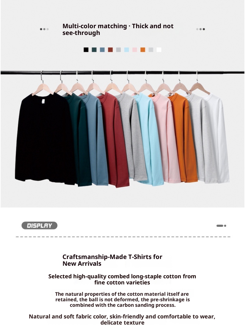 Maglietta a maniche lunghe bianca da uomo, 300 g, in puro cotone, semplice, spessa, non trasparente, strato di base, traspirante per la primavera e_voghion.com