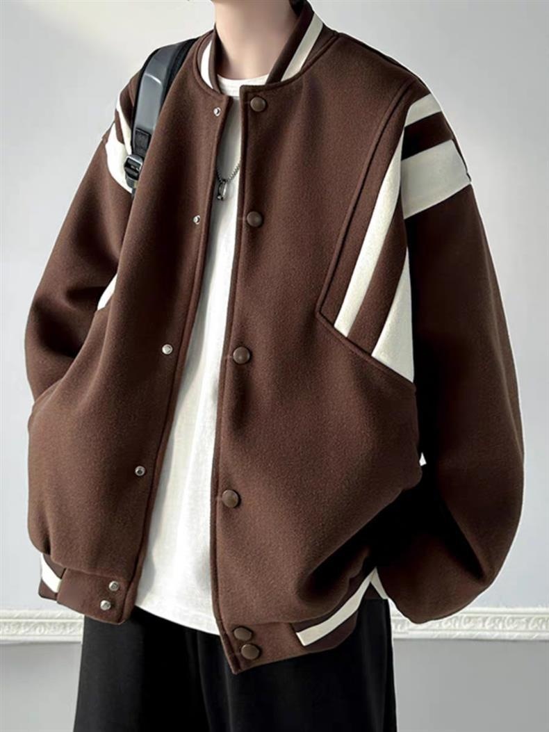 001 Giacca da baseball da uomo in stile pilota americano, alla moda, stile High Street, per ragazzi, primavera e autunno, set da tre pezzi_voghion.com