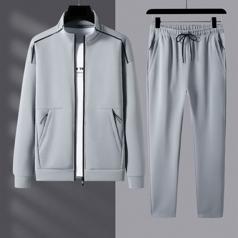 001 Men's Sweashir Spring And Auumn Trendy Plus Size Oversized Sand Collar Cardigan Two-Piece Spors Casual Ouerwear_voghion.com