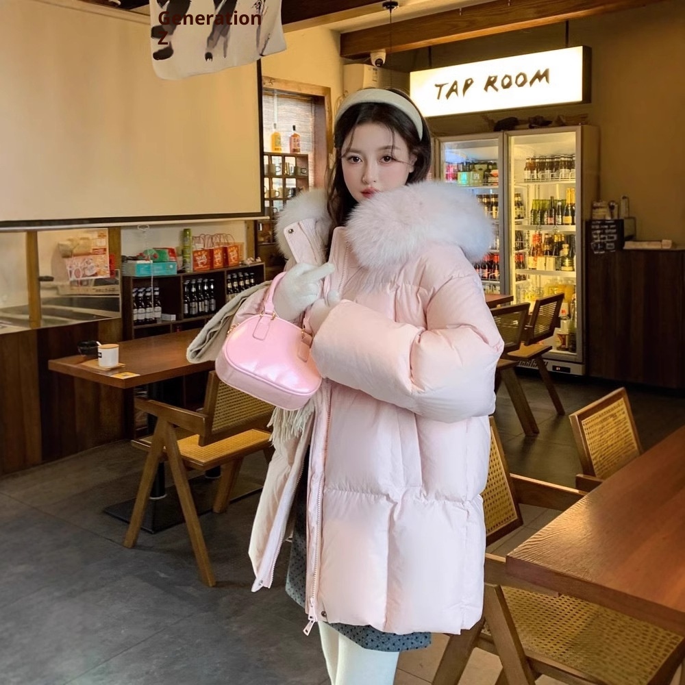 ChicShe Madofi Madou/Belove Moscow Giacca in piumino d'anatra bianca con collo in pelliccia di volpe per donna 2024 Novità invernale_voghion.com