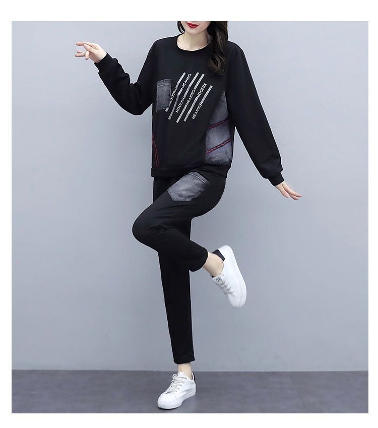 001 2025 Autumn New Large Size Loose Printed Set For Women Korean Style Casual Sportswear Two-Piece Trendy Export_voghion.com