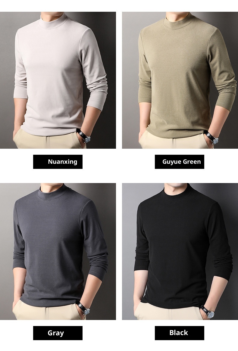 boy Boy Double-Sided Integrated Thermal Half-Turtleneck Sweatshirt For Men 2025 Autumn Winter New Self-Heating Warm Inner Layer_voghion.com