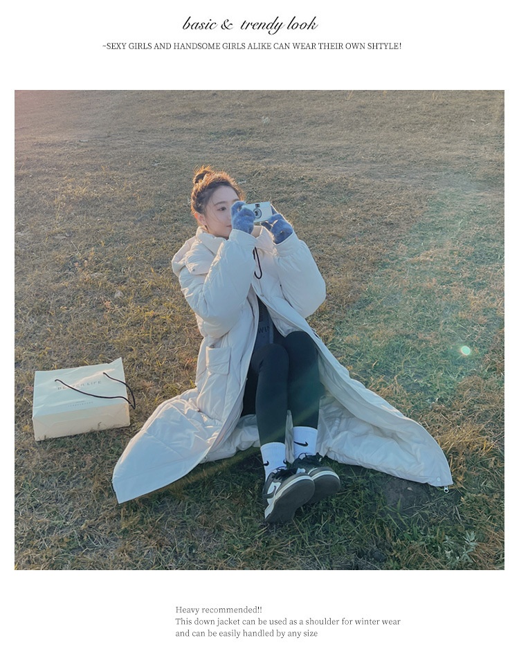 ChicShe Winter 2024 Neue Mode Lockere Plus Size Kapuzen-Daunenjacke aus Baumwolle für Damen, mittellang, knielang, dick gefüttert_voghion.com