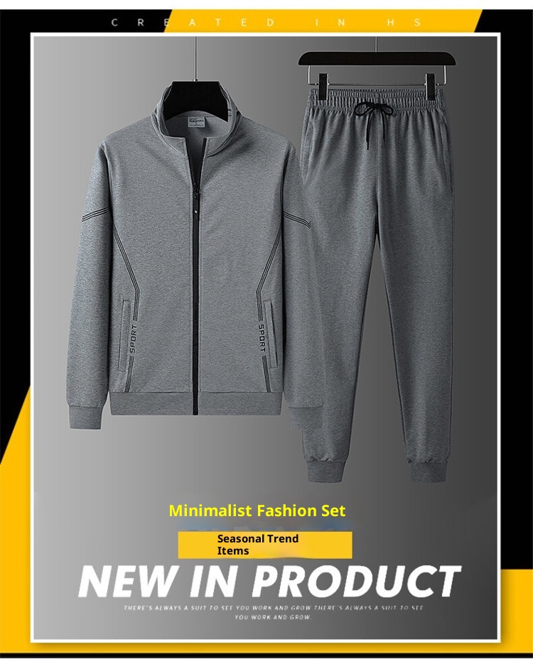 001 Men's Suit Trendy Korean Style Jacket 2023 Spring And Autumn Youth Running Casual Sportswear Two-Piece Set_voghion.com